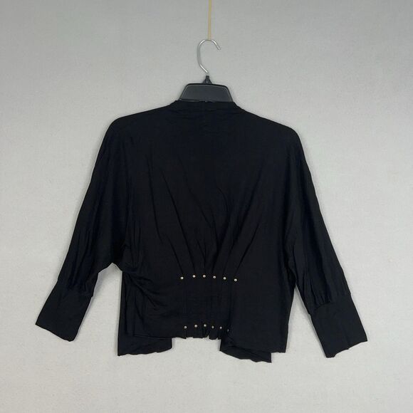 Testimony Los Angeles Cardigan Womens Small Black Drape Open Studded Jacket Y2K - Picture 6 of 12